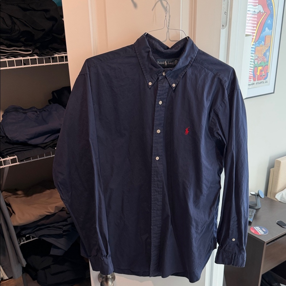 Polo by Ralph Lauren Men's Dark Blue Button-Down Shirt
